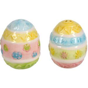 Easter Egg Themed Ceramic Salt and Pepper Shakers | NWT